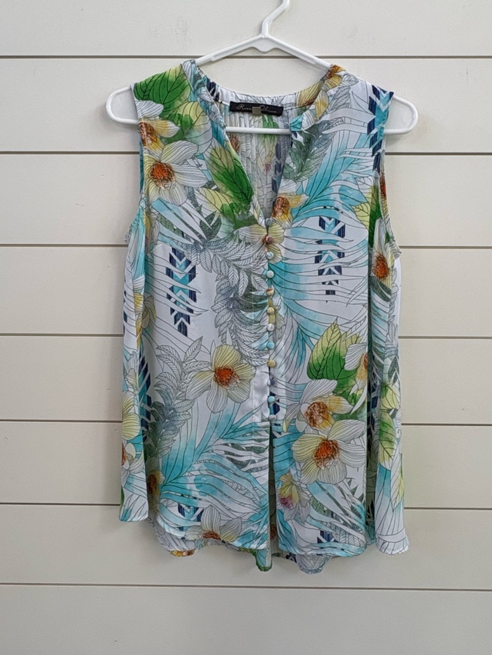 Rose & Olive Floral Button-Front Camisole